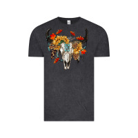 Vintage Black Fall Bull Skull Vintage Tee - RanaPortraitStore