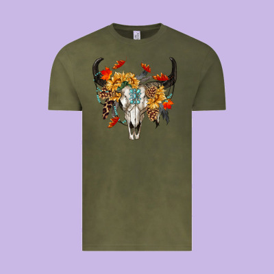 Fall Bull Skull Vintage Tee Designed By Ranaportraitstore