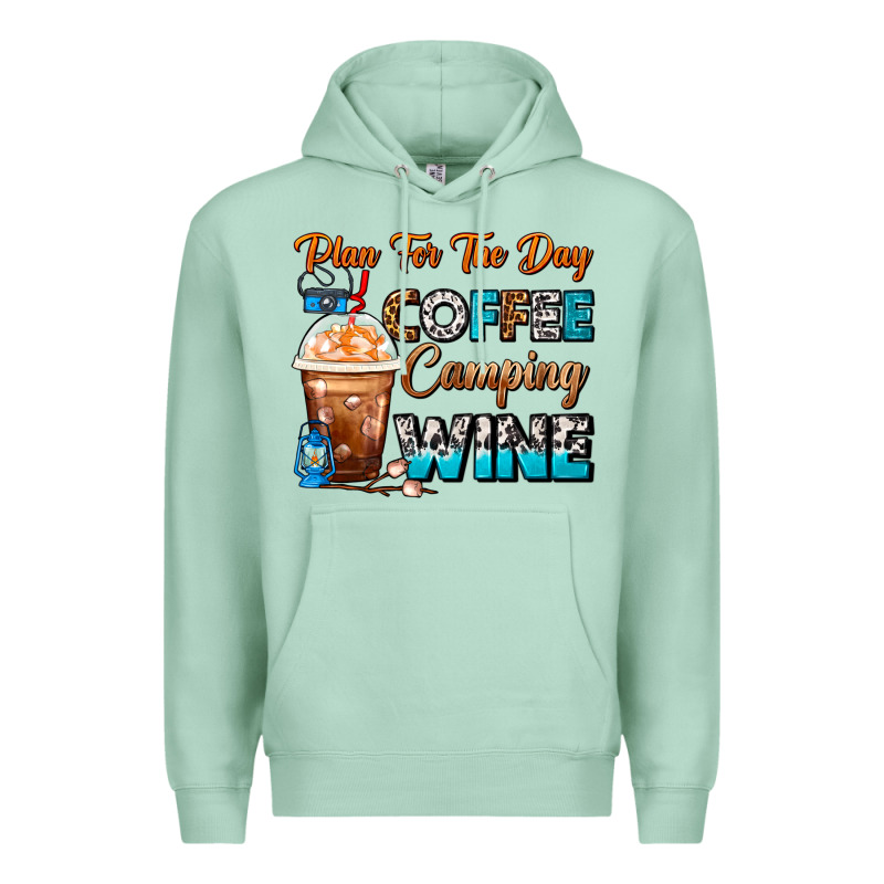 Plan For The Day Coffee Camping Wine Frappe Coffee Premium Hoodie by FaDigitalArtStudio | Teevron