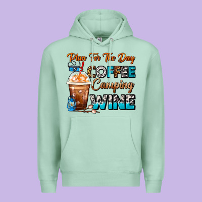 Plan For The Day Coffee Camping Wine Frappe Coffee Premium Hoodie Designed By Fadigitalartstudio