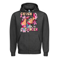 Charcoal Heather Crush Breast Cancer Zipper Hoodie - FaDigitalArtStudio