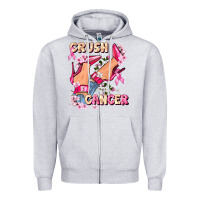 Heather Grey Crush Breast Cancer Zipper Hoodie - FaDigitalArtStudio