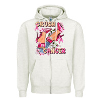 Oatmeal Heather Crush Breast Cancer Zipper Hoodie - FaDigitalArtStudio