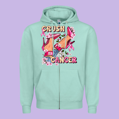 Crush Breast Cancer Zipper Hoodie Designed By Fadigitalartstudio