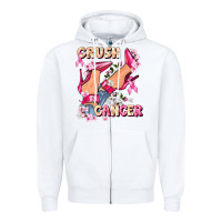 White Crush Breast Cancer Zipper Hoodie - FaDigitalArtStudio
