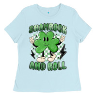 Baby Blue shamrock and roll Ladies Tee - MaliasSmallBusiness
