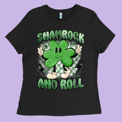 Shamrock And Roll Ladies Tee Designed By Maliassmallbusiness