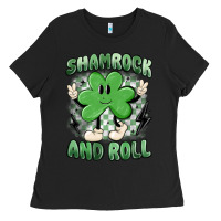 Black shamrock and roll Ladies Tee - MaliasSmallBusiness
