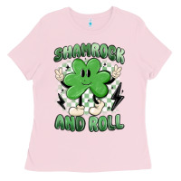 Bubblegum Pink shamrock and roll Ladies Tee - MaliasSmallBusiness