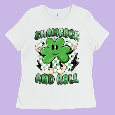 Shamrock And Roll Ladies Tee Designed By Maliassmallbusiness
