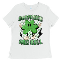 White shamrock and roll Ladies Tee - MaliasSmallBusiness