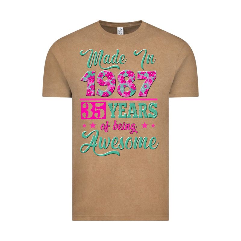 Made In 1987, 35 Years Of Being Awesome Vintage Tee by Jasminsmagicworld | Teevron