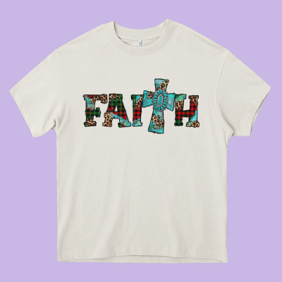 Faith Christmas Cross Heavy Core Tee Designed By Adodesignshop