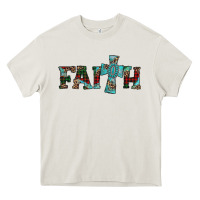 Cream faith christmas cross Heavy Core Tee - AdoDesignShop