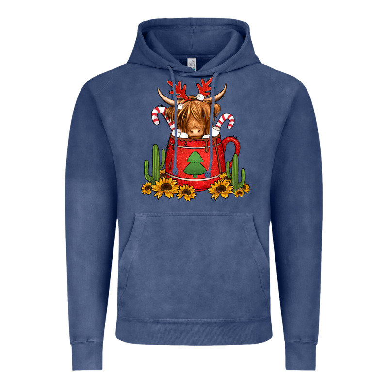 Hot Coco Christmas Highland Cow Vintage Hoodie by Jasminsmagicworld | Teevron