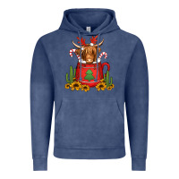 Vintage Denim hot coco christmas highland cow Vintage Hoodie - Jasminsmagicworld