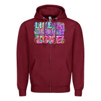 Burgundy Live laugh love hippie Valentine's Day Zipper Hoodie - FaDigitalArtStudio