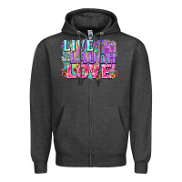 Charcoal Heather Live laugh love hippie Valentine's Day Zipper Hoodie - FaDigitalArtStudio