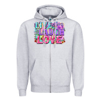 Heather Grey Live laugh love hippie Valentine's Day Zipper Hoodie - FaDigitalArtStudio