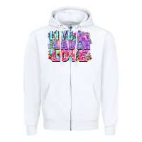 White Live laugh love hippie Valentine's Day Zipper Hoodie - FaDigitalArtStudio