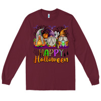 Burgundy Happy Halloween Gnomes Long Sleeve Tee - texasbilliewilder