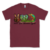 Burgundy Peace Love Chameleon Lizard Classic Tee - LillyAllenDesigns