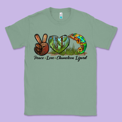 Peace Love Chameleon Lizard Classic Tee Designed By Lillyallendesigns