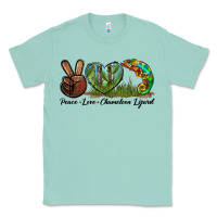 Seafoam Peace Love Chameleon Lizard Classic Tee - LillyAllenDesigns