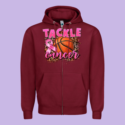Tackle Cancer Basketball Zipper Hoodie Designed By Fadigitalartstudio