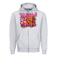 Heather Grey Tackle Cancer Basketball Zipper Hoodie - FaDigitalArtStudio