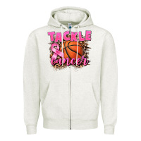 Oatmeal Heather Tackle Cancer Basketball Zipper Hoodie - FaDigitalArtStudio