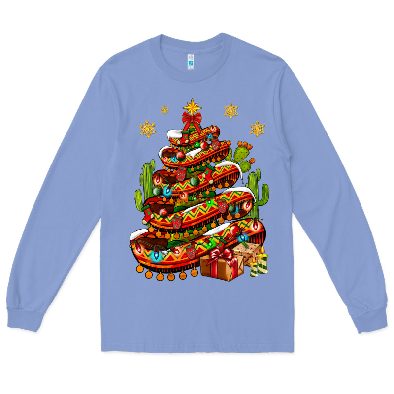 Christmas Feliz Navidad Sombrero Tree Long Sleeve Tee by NancyCooperArtShop | Teevron