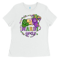White mardi gras game Ladies Tee - MaliasSmallBusiness