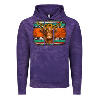 Cloud Purple highland cow western background Vintage Hoodie - Jasminsmagicworld