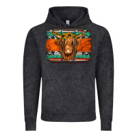 Vintage Black highland cow western background Vintage Hoodie - Jasminsmagicworld