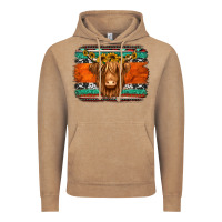 Vintage Coffee highland cow western background Vintage Hoodie - Jasminsmagicworld