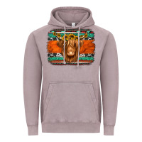 Vintage Zinc highland cow western background Vintage Hoodie - Jasminsmagicworld