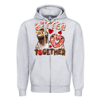 Heather Grey Better together Valentine's Day Zipper Hoodie - FaDigitalArtStudio