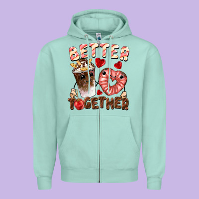 Better Together Valentine's Day Zipper Hoodie Designed By Fadigitalartstudio