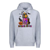 Heather Grey Horror Coffee Premium Hoodie - FaDigitalArtStudio