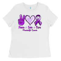 White Pace Love Cure Pancreatic Cancer Ladies Tee - Jasminsmagicworld