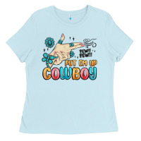 Baby Blue western turquoise put em up cowboy Ladies Tee - MaliasSmallBusiness