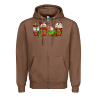 Chestnut christmas coffee cups Zipper Hoodie - OliviaCreatesArt