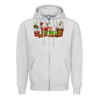 Dove Grey christmas coffee cups Zipper Hoodie - OliviaCreatesArt