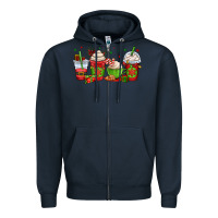 Navy christmas coffee cups Zipper Hoodie - OliviaCreatesArt
