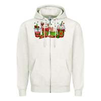Oatmeal Heather christmas coffee cups Zipper Hoodie - OliviaCreatesArt