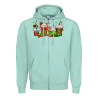 Seafoam christmas coffee cups Zipper Hoodie - OliviaCreatesArt