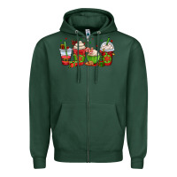 Sports Green christmas coffee cups Zipper Hoodie - OliviaCreatesArt