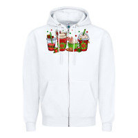 White christmas coffee cups Zipper Hoodie - OliviaCreatesArt