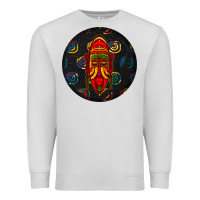 Dove Grey african masks round earrings 2 Premium Sweatshirt - BundleAndBundleShop